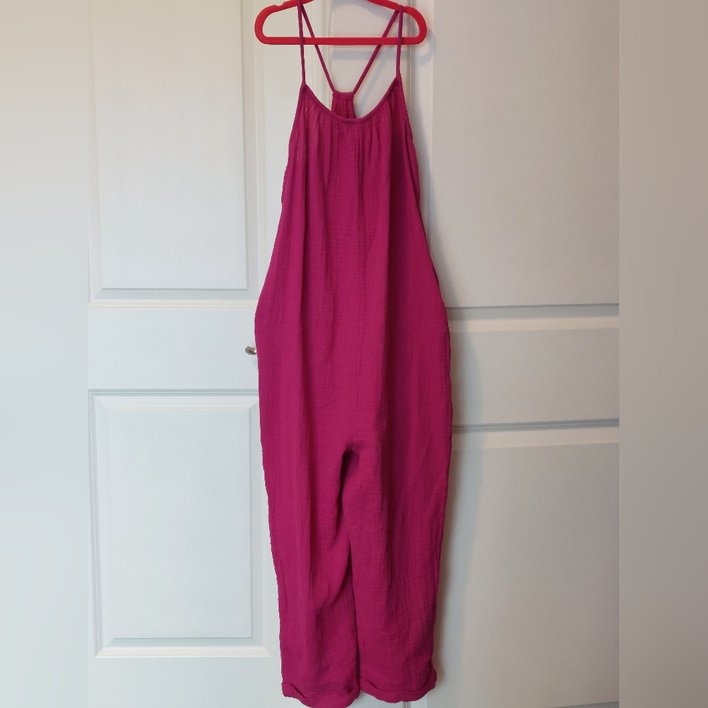 Thereabouts Girls Sleeveless Jumpsuit Romper 100 Cotton Ultra Pink Size Large 14